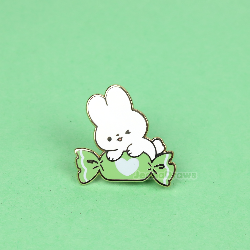 Bunny Candy Enamel Pin - Green