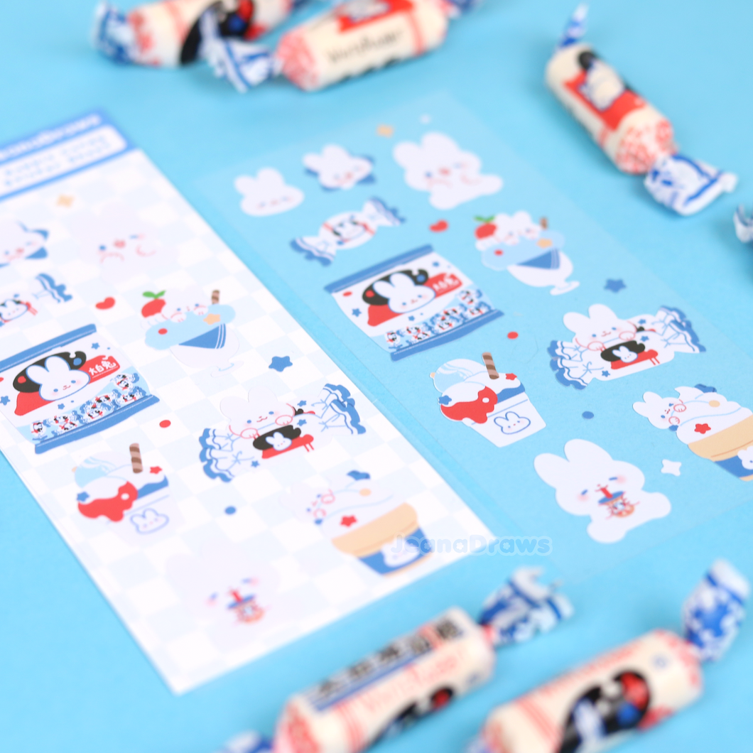 White Rabbit Candy Deco Sticker Sheet