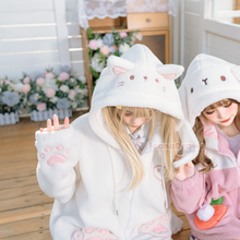 Load image into Gallery viewer, Fluffy Cat Zip Up Hoodie