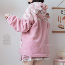 Load image into Gallery viewer, Strawberry Cow Zip Up Hoodie