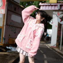 Load image into Gallery viewer, Strawberry Cow Zip Up Hoodie