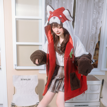 Load image into Gallery viewer, Fluffy Red Panda Zip Up Hoodie
