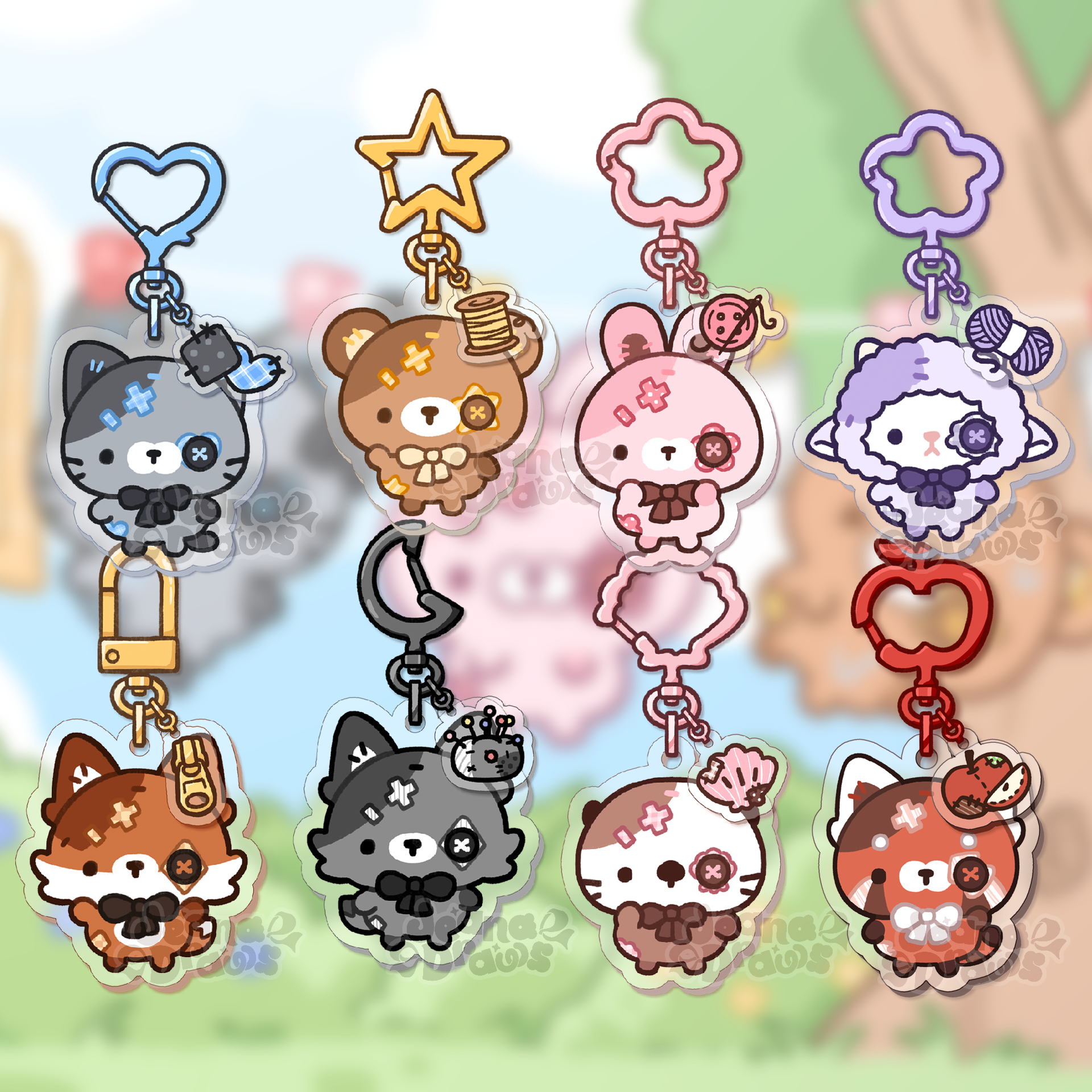 Patchwork Pals Acrylic Keychain – JeanaDraws