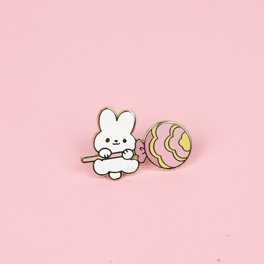 Bunny Candy Enamel Pin - Pink