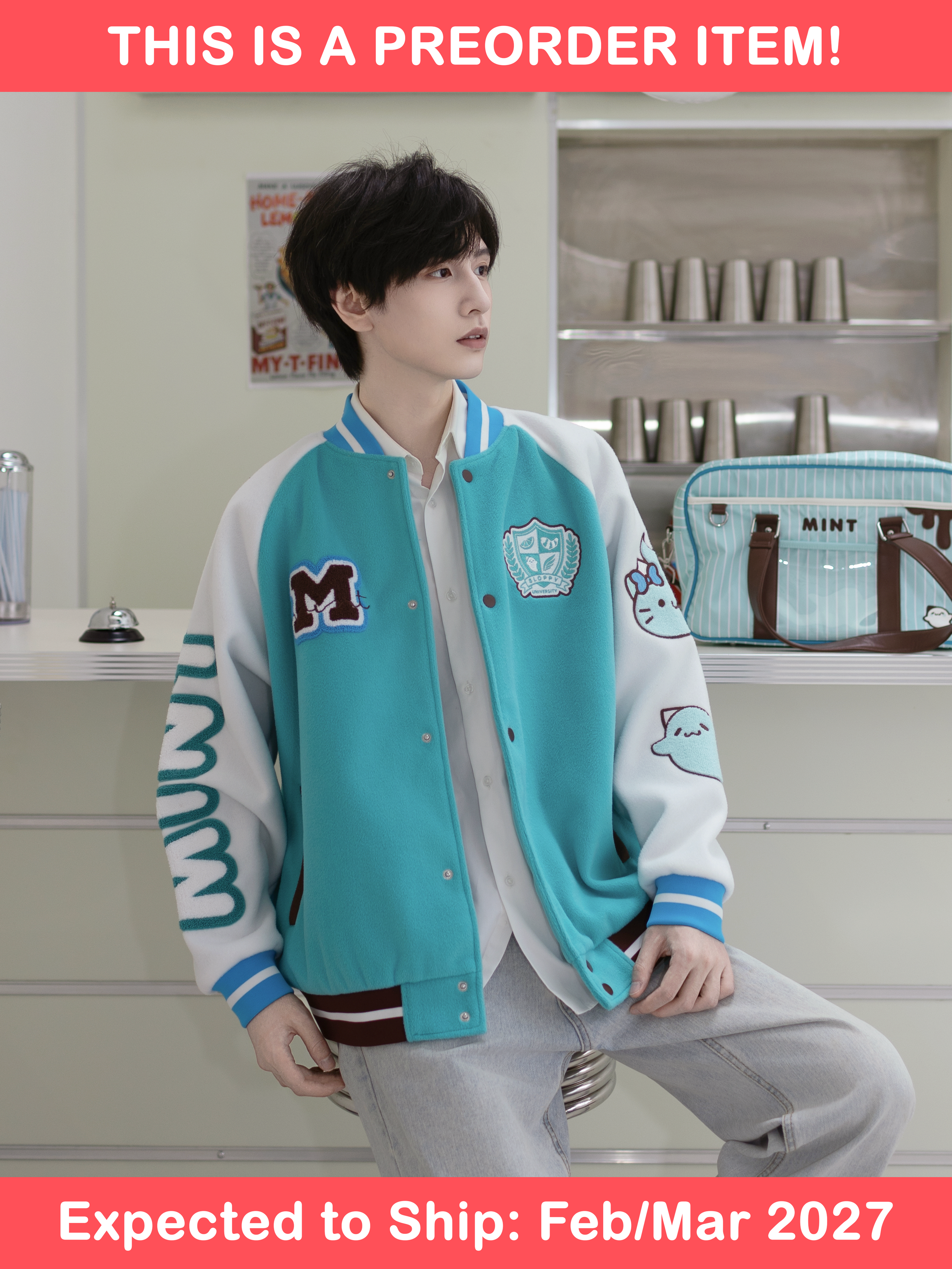 [PREORDER] Mint Varsity Jacket