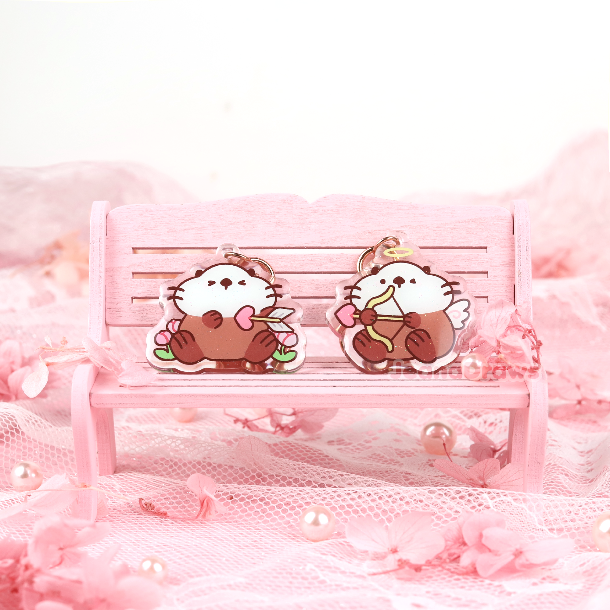 Magnetic Heart Lakko Otter Keychain Set