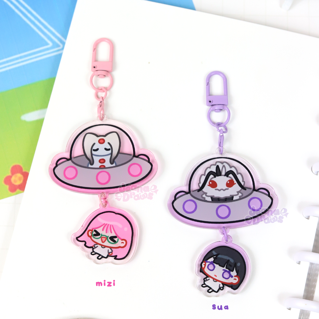 Alien Stage UFO Dangle Keychain