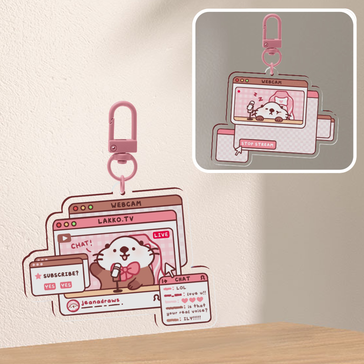 Lakko Otter Streamer Keychain – JeanaDraws