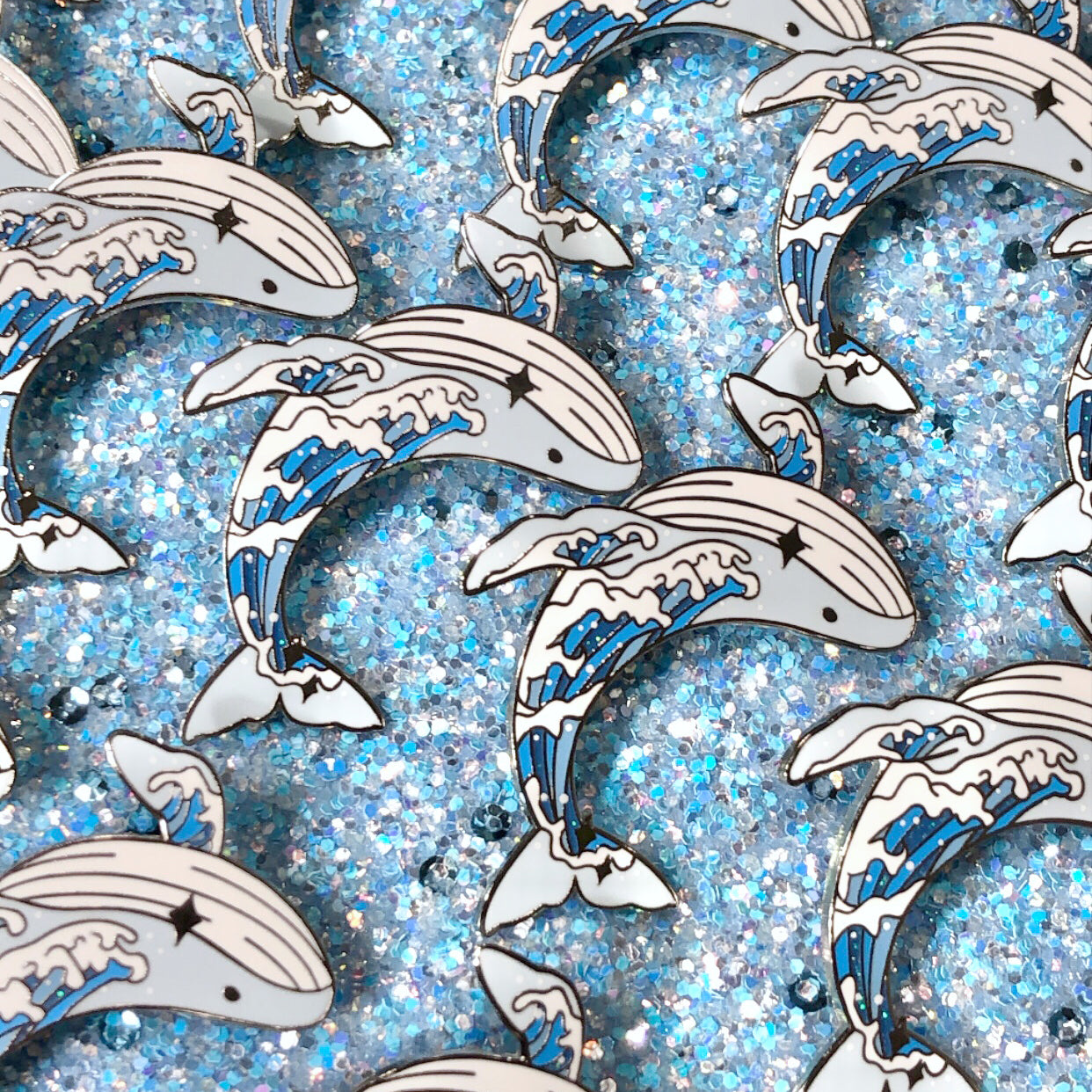 Wave Whale Enamel Pin