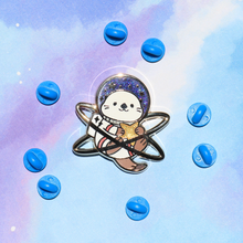 Load image into Gallery viewer, Gold Otter Space Enamel Pin
