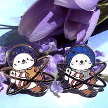 Load image into Gallery viewer, Gold Otter Space Enamel Pin
