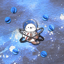 Load image into Gallery viewer, Silver Otter Space Enamel Pin

