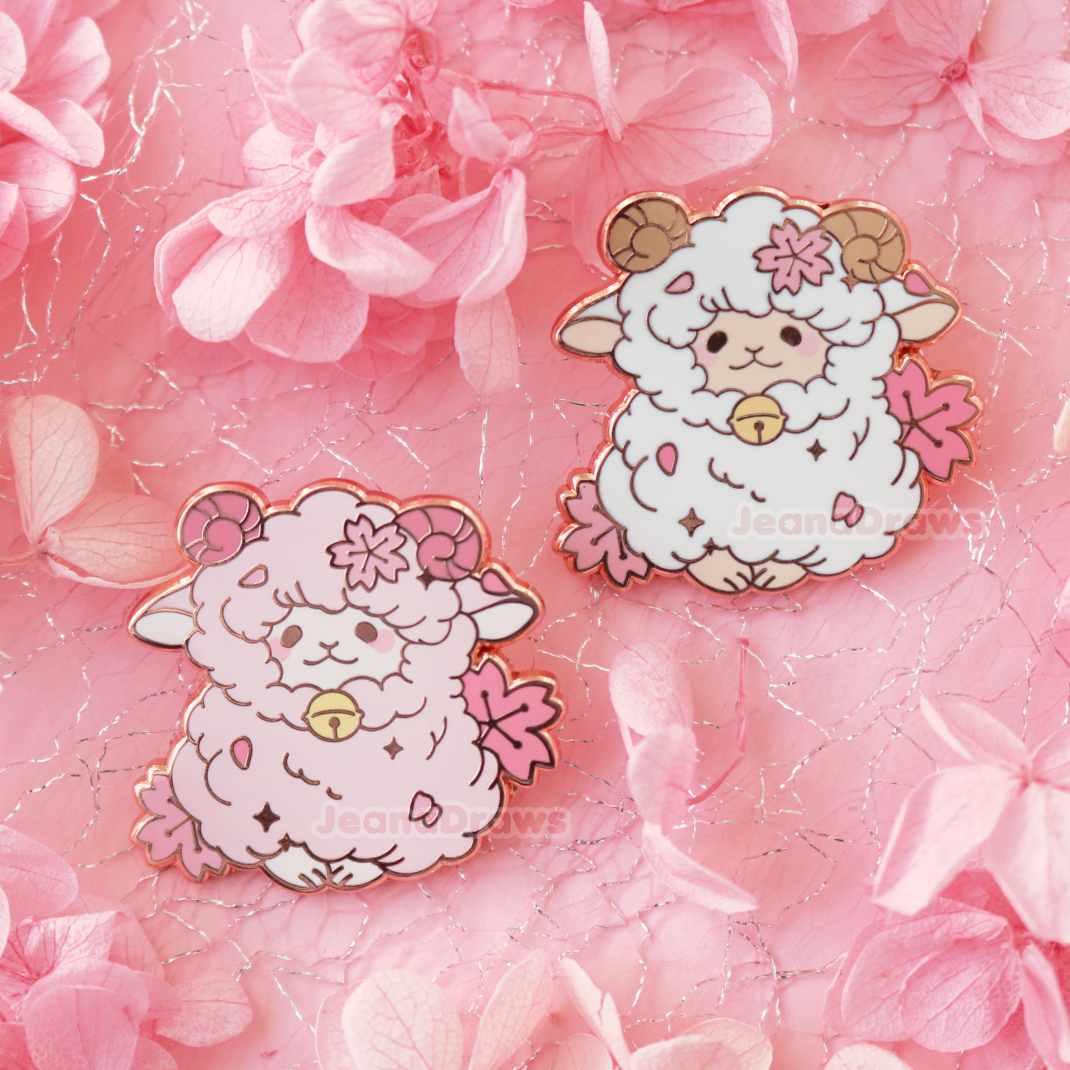 Sakura Sheep Enamel Pin