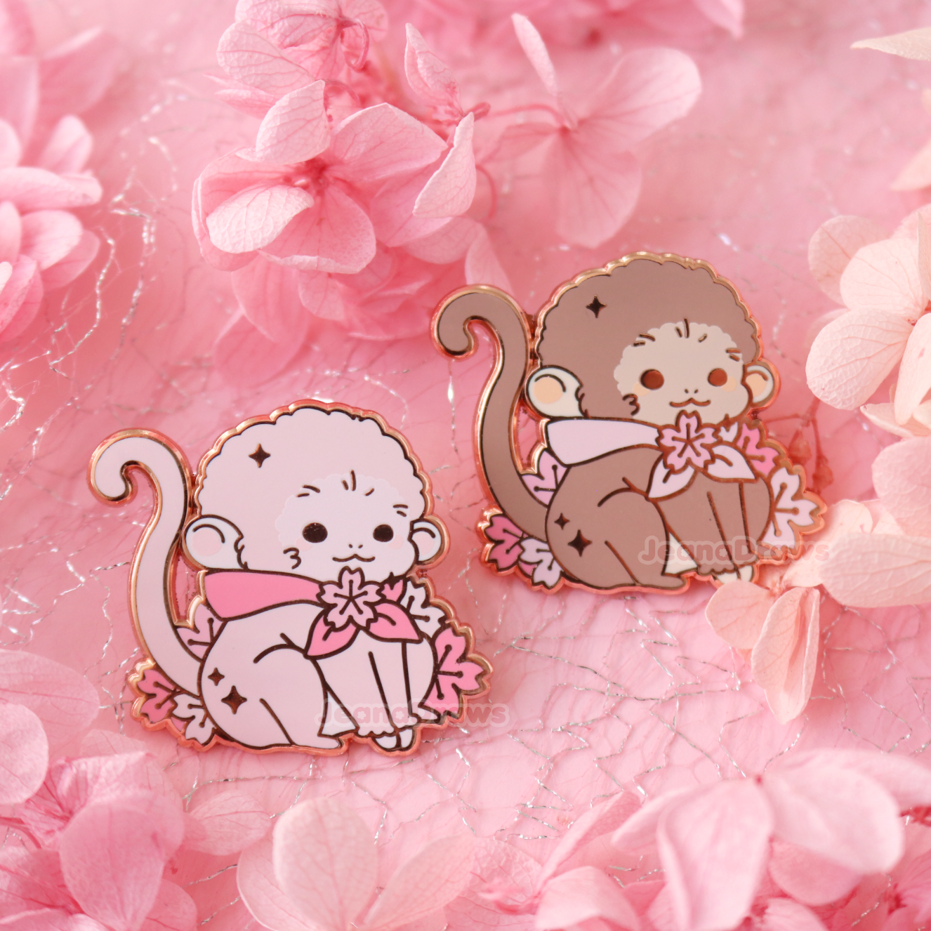 Sakura Monkey Enamel Pin