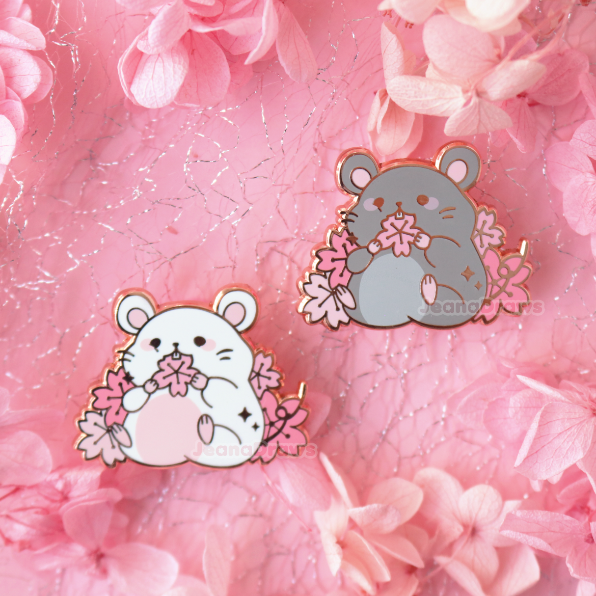 Sakura Rat Enamel Pin