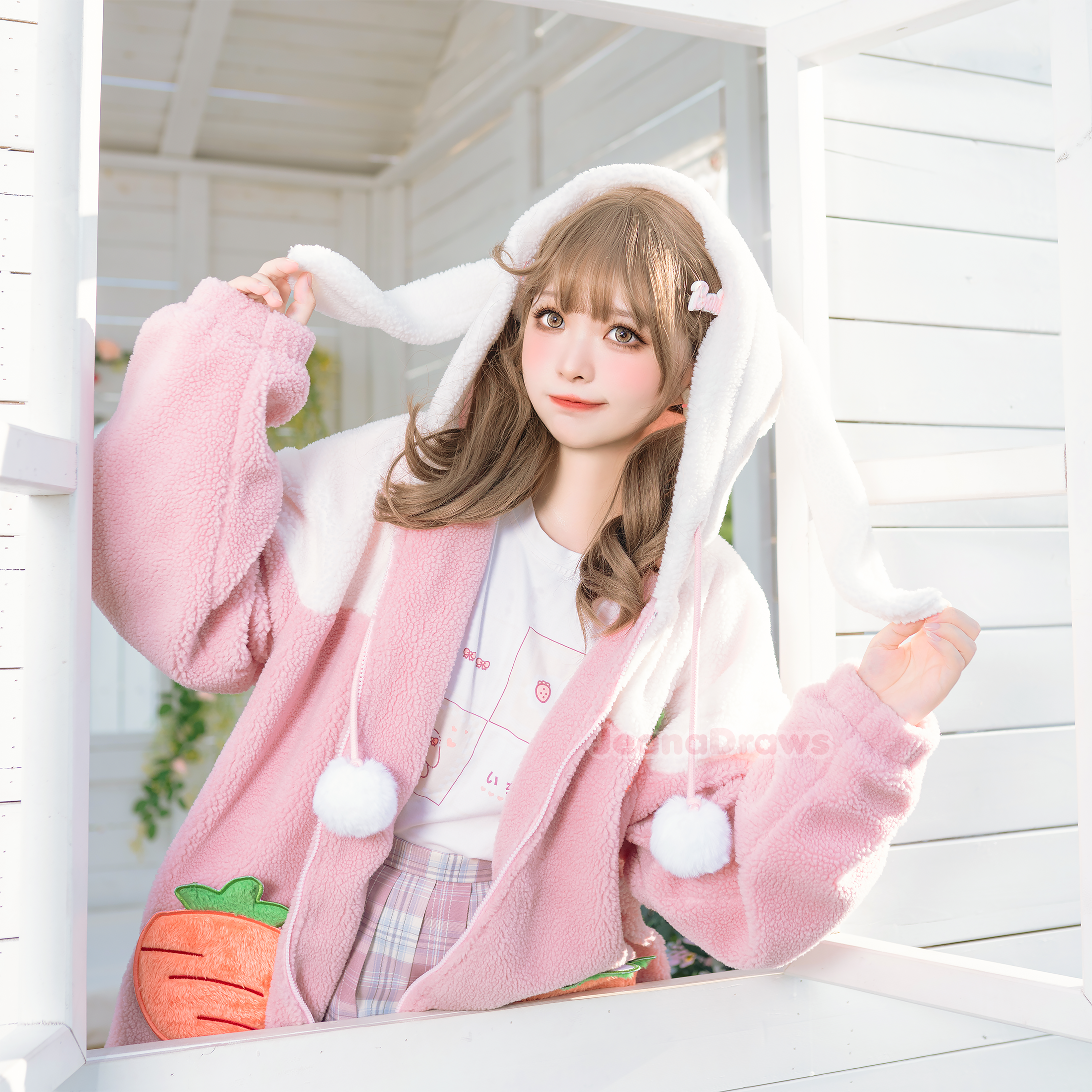 Fluffy Bunny Zip Up Hoodie