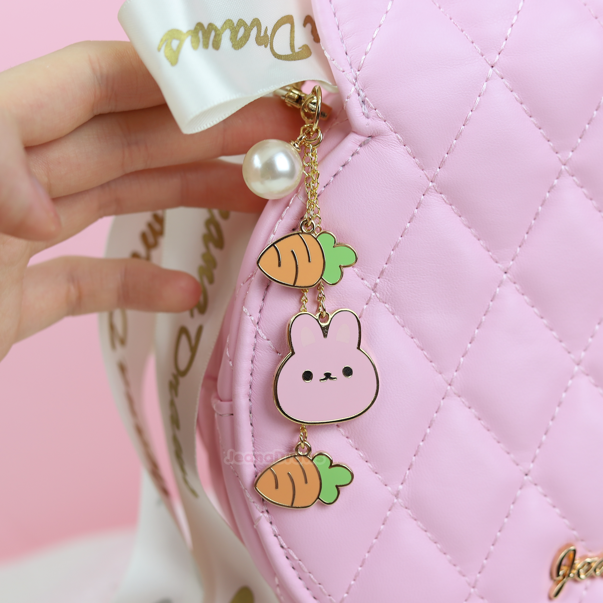 Accessories, Adorable Bunny Keychain And Bag Charm In Da Print With  Swarovski Crystal