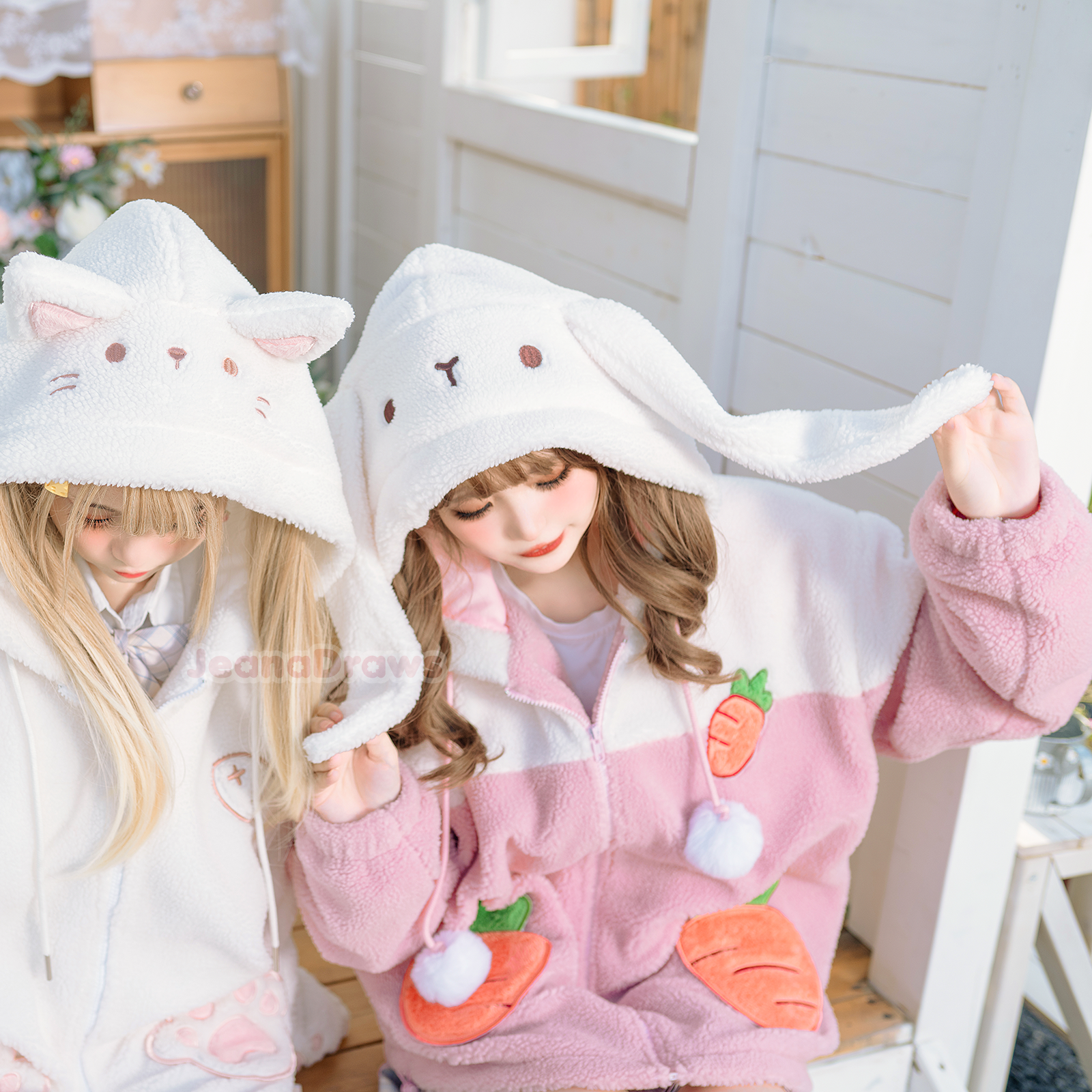 Fluffy Bunny Zip Up Hoodie