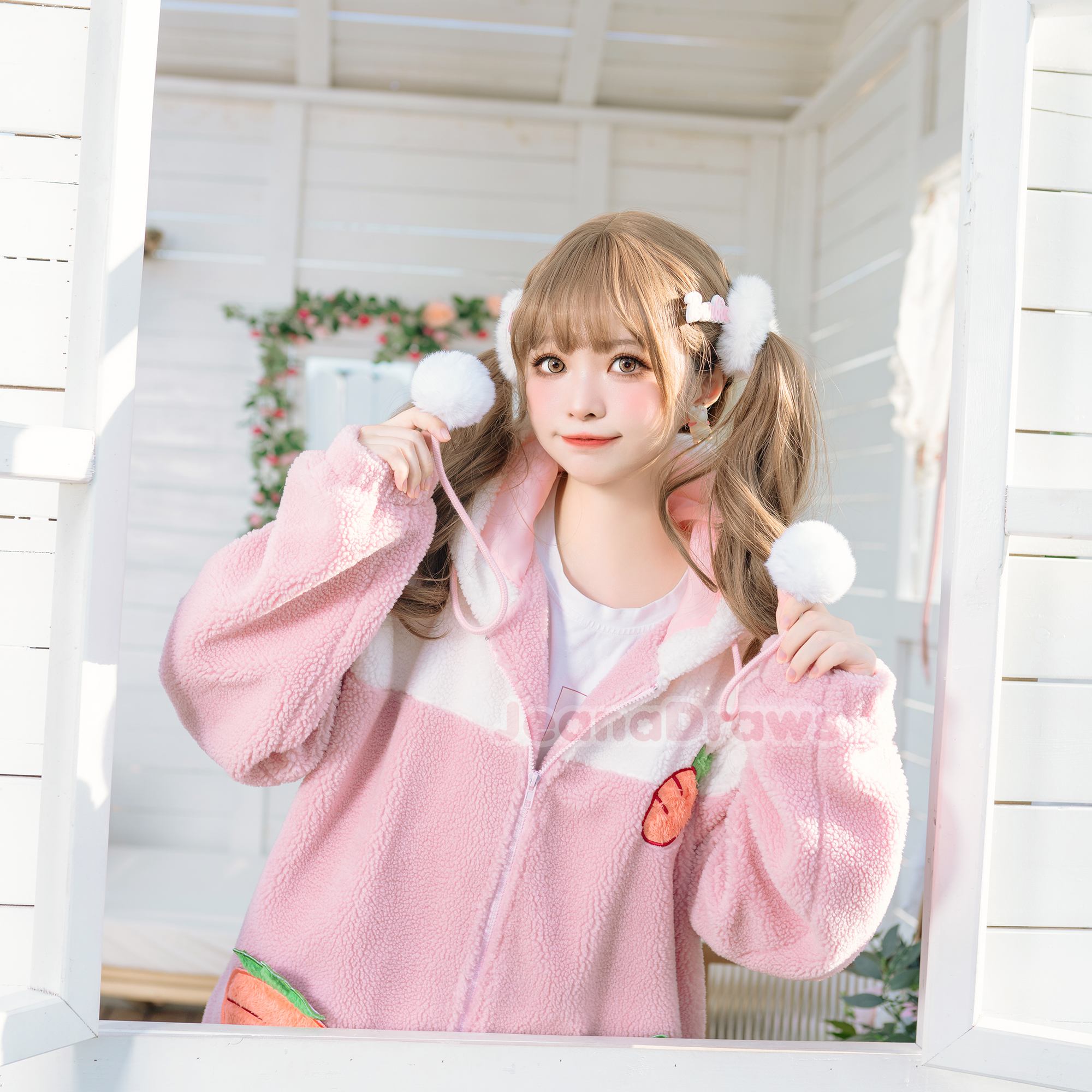 Fluffy Bunny Zip Up Hoodie