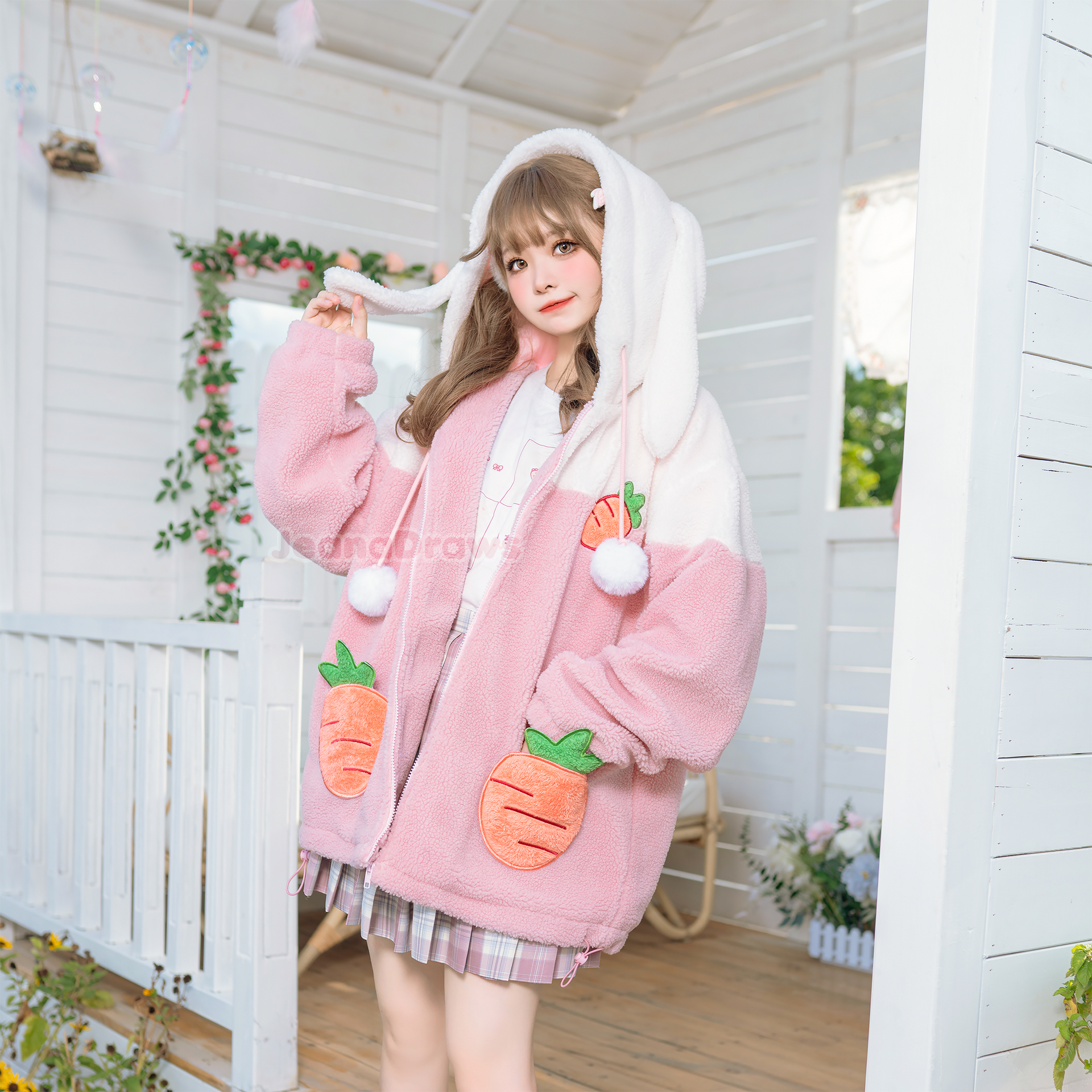 Fluffy Bunny Zip Up Hoodie – JeanaDraws