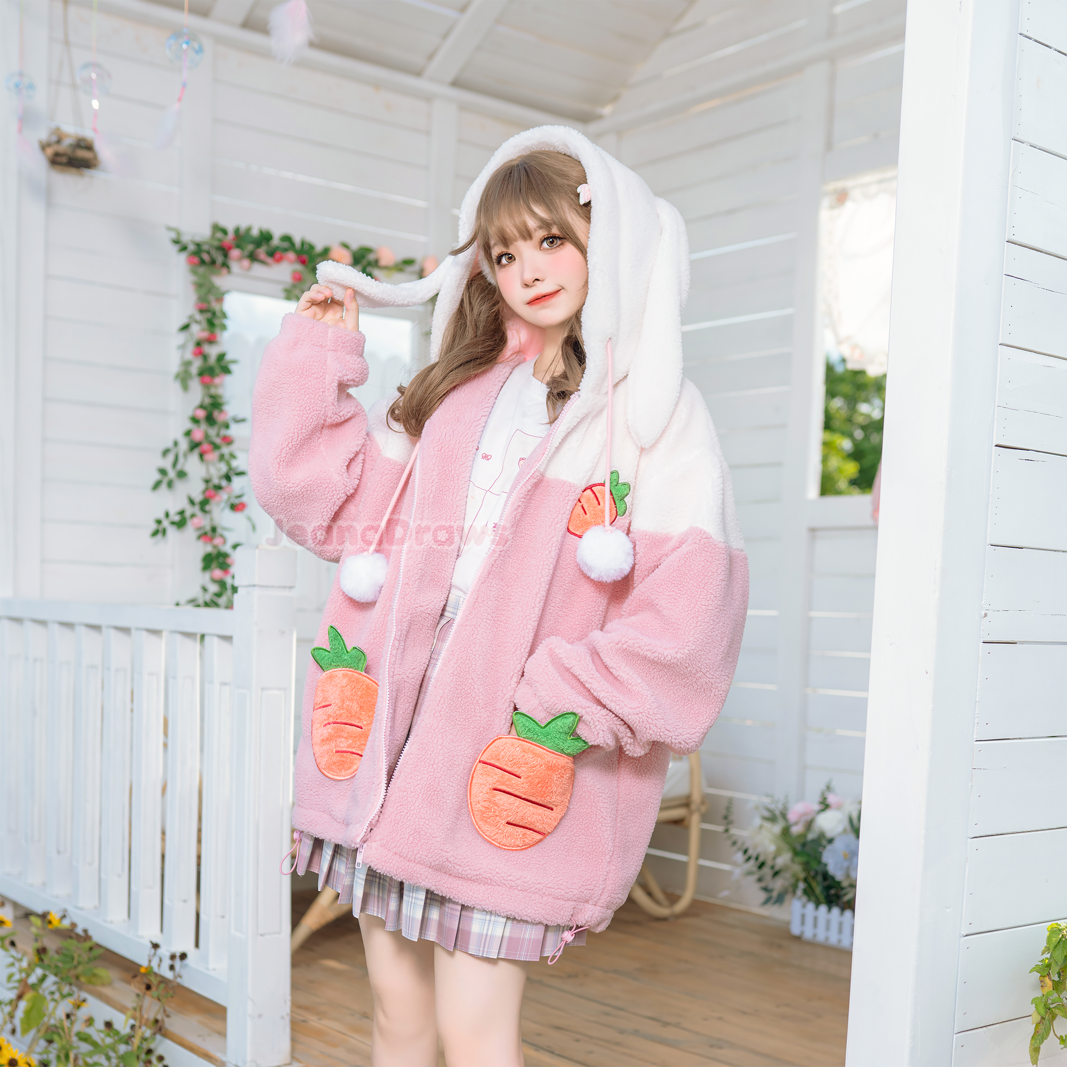 Fluffy Bunny Zip Up Hoodie