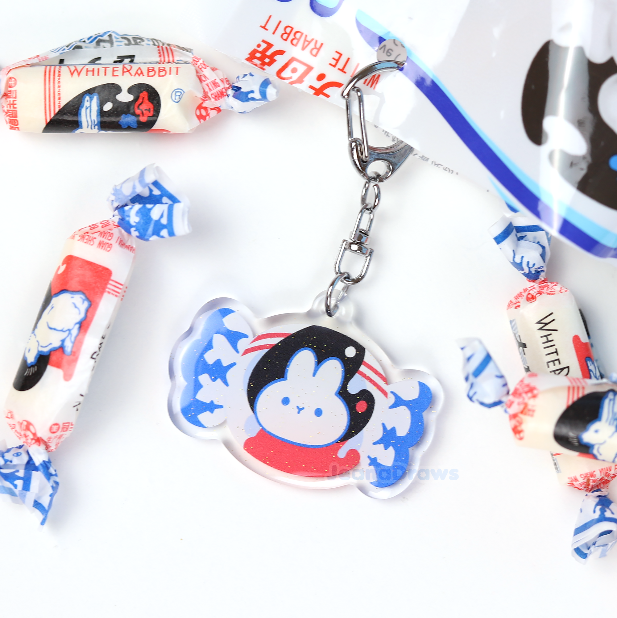 White Rabbit Candy Acrylic Keychain