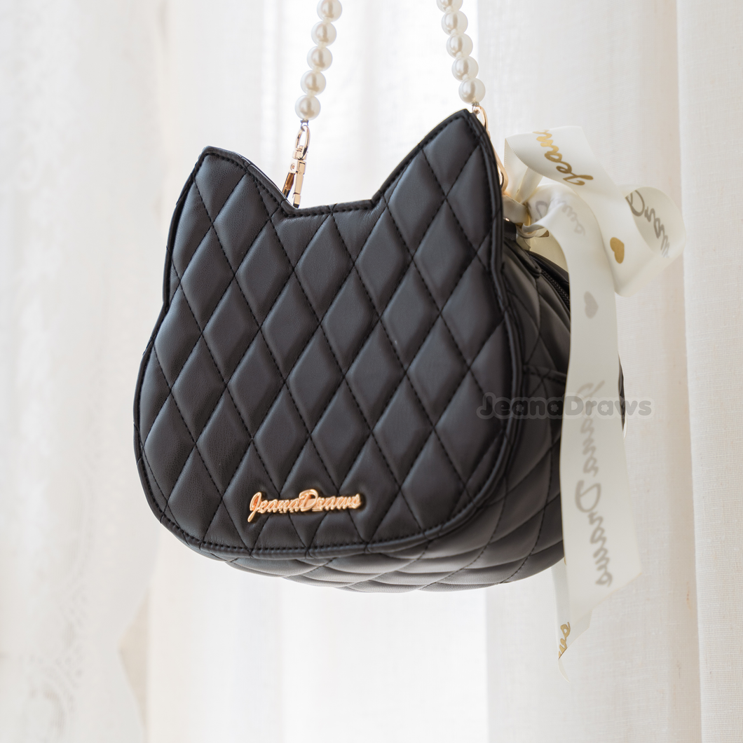 Black Cat Quilted Handbag