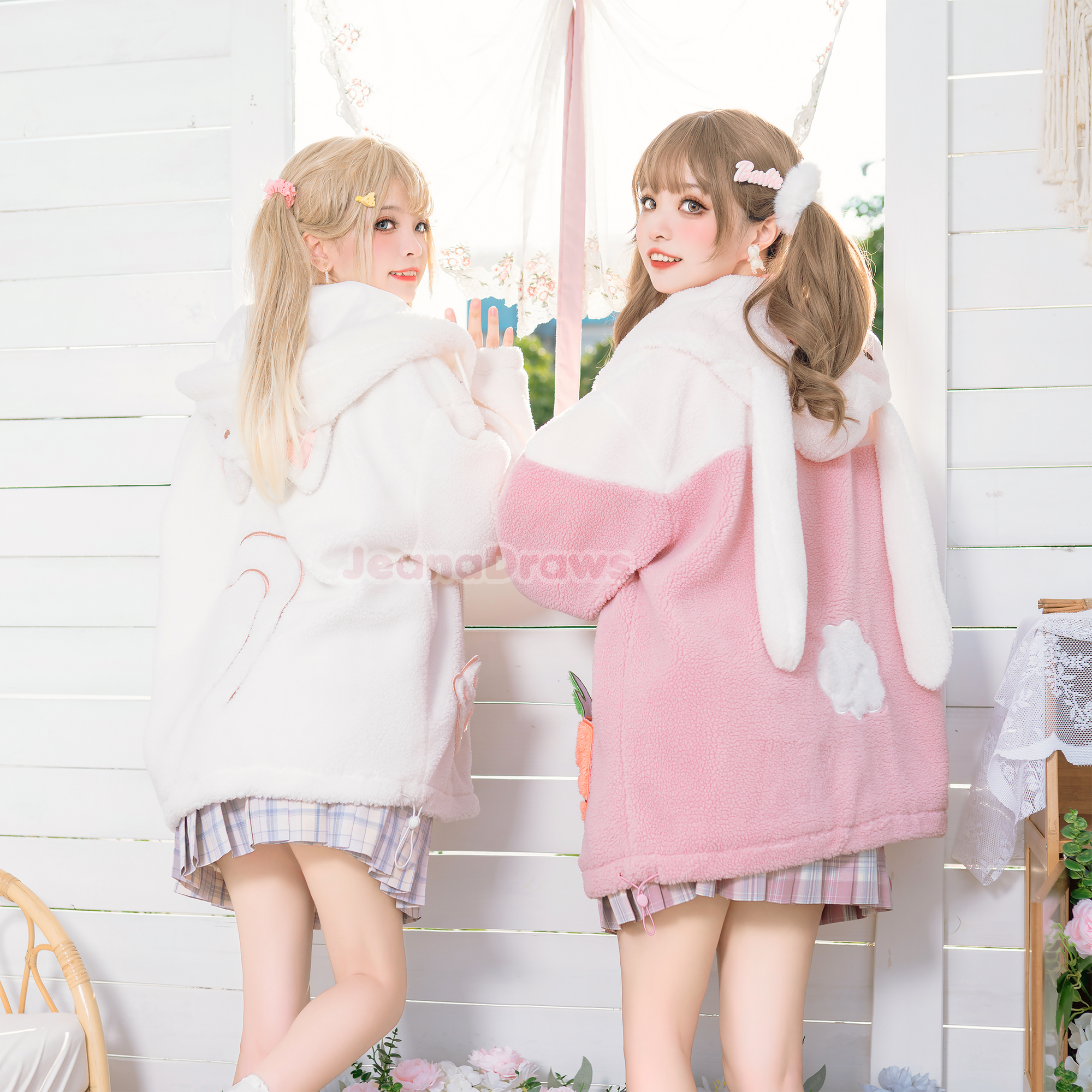 Fluffy Bunny Zip Up Hoodie