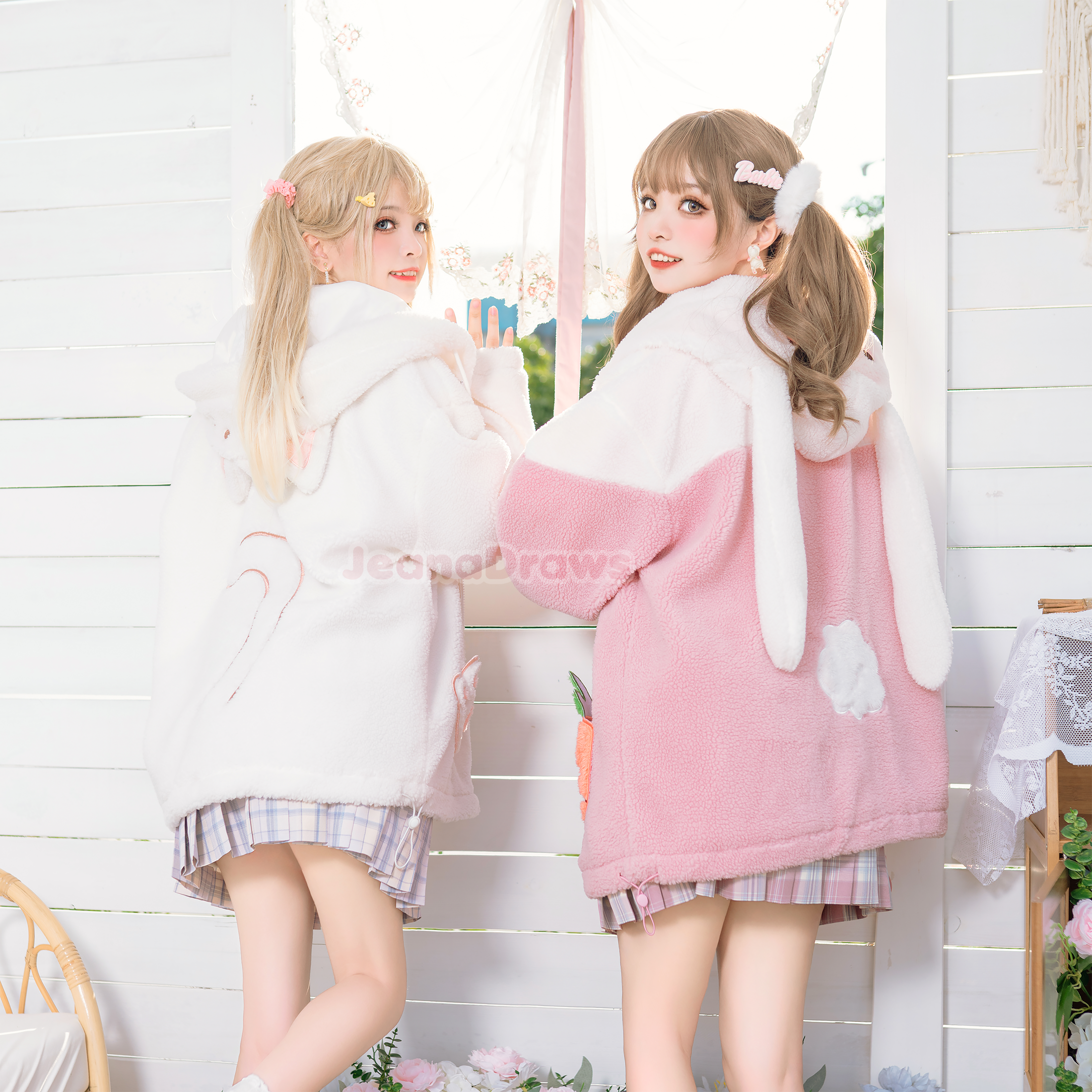 Fluffy Bunny Zip Up Hoodie