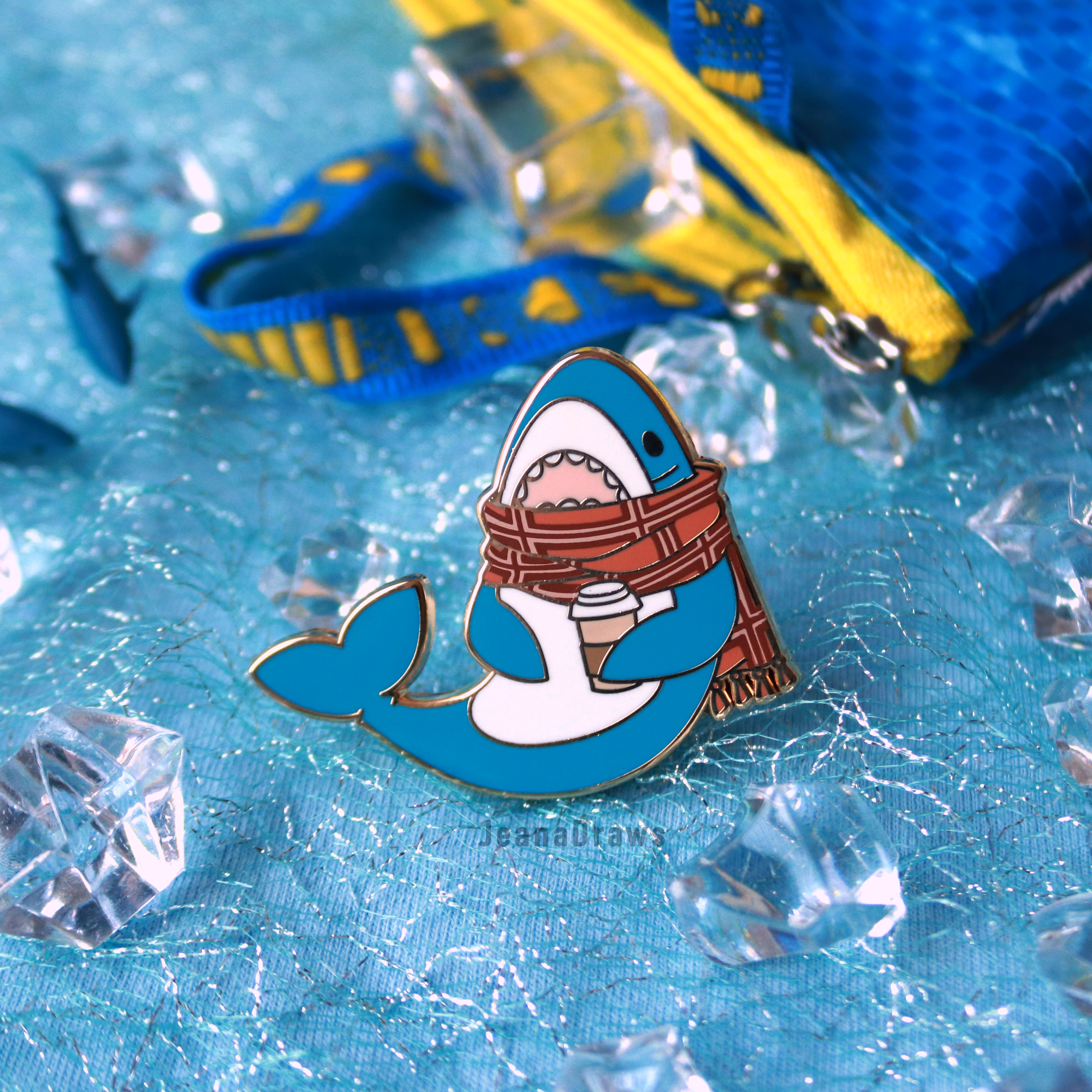 Coffee Shark Enamel Pin