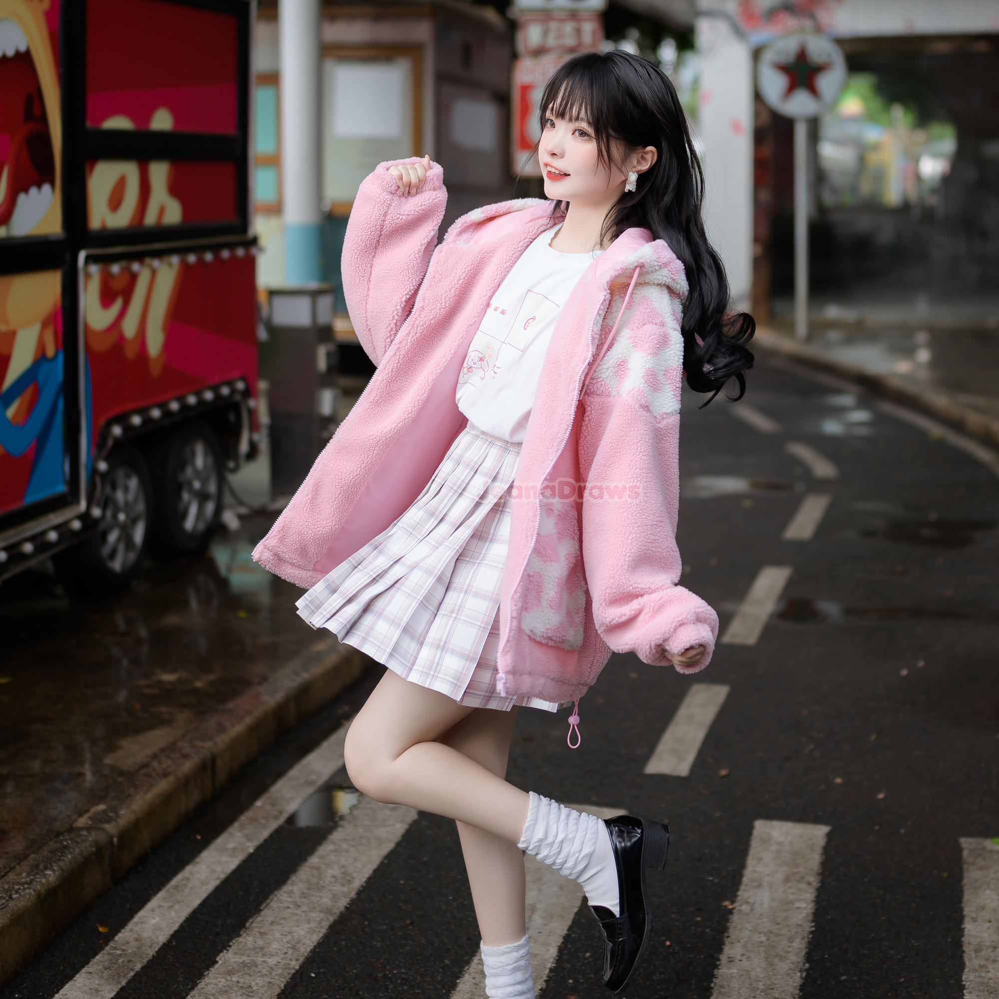 Strawberry Cow Zip Up Hoodie