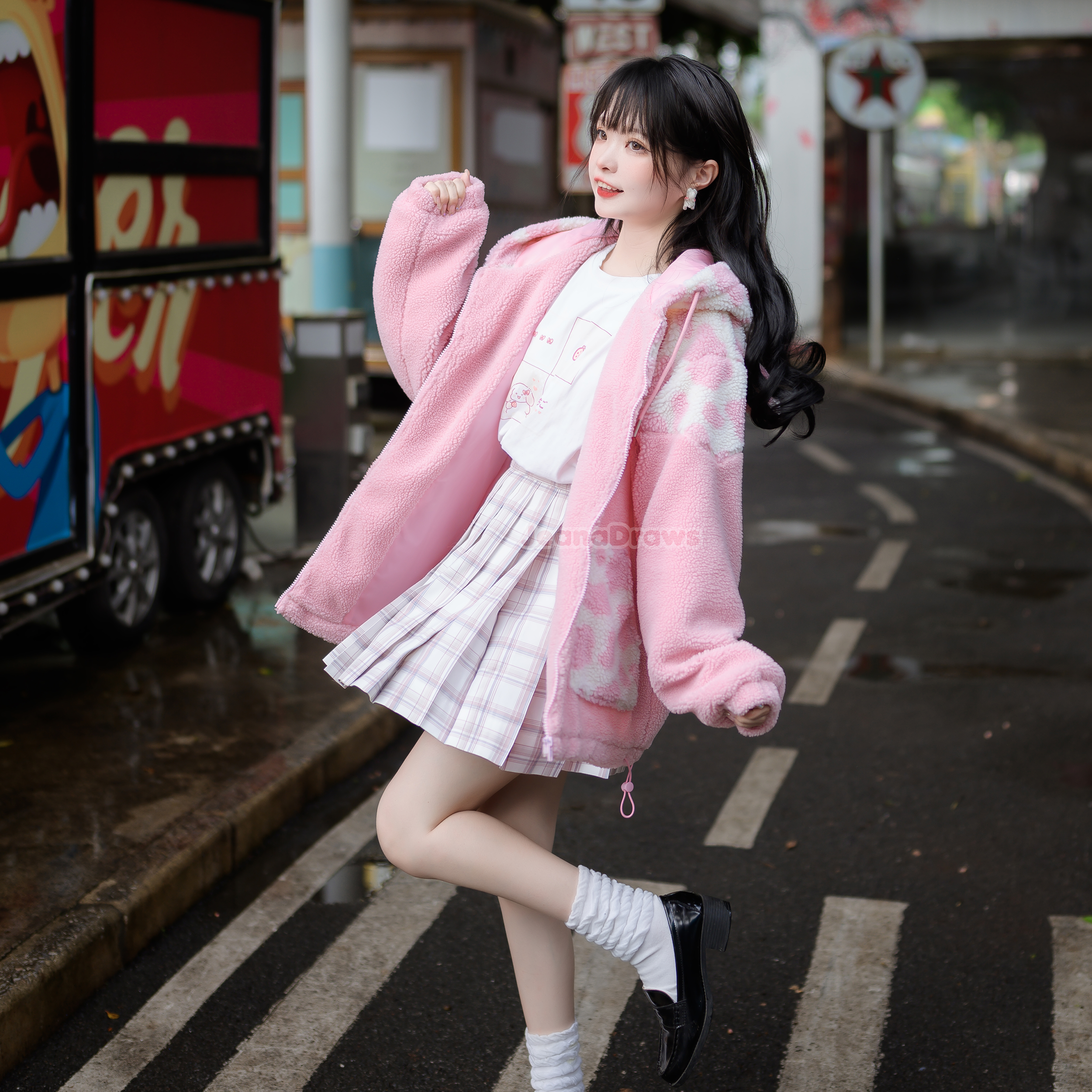 Strawberry Cow Zip Up Hoodie