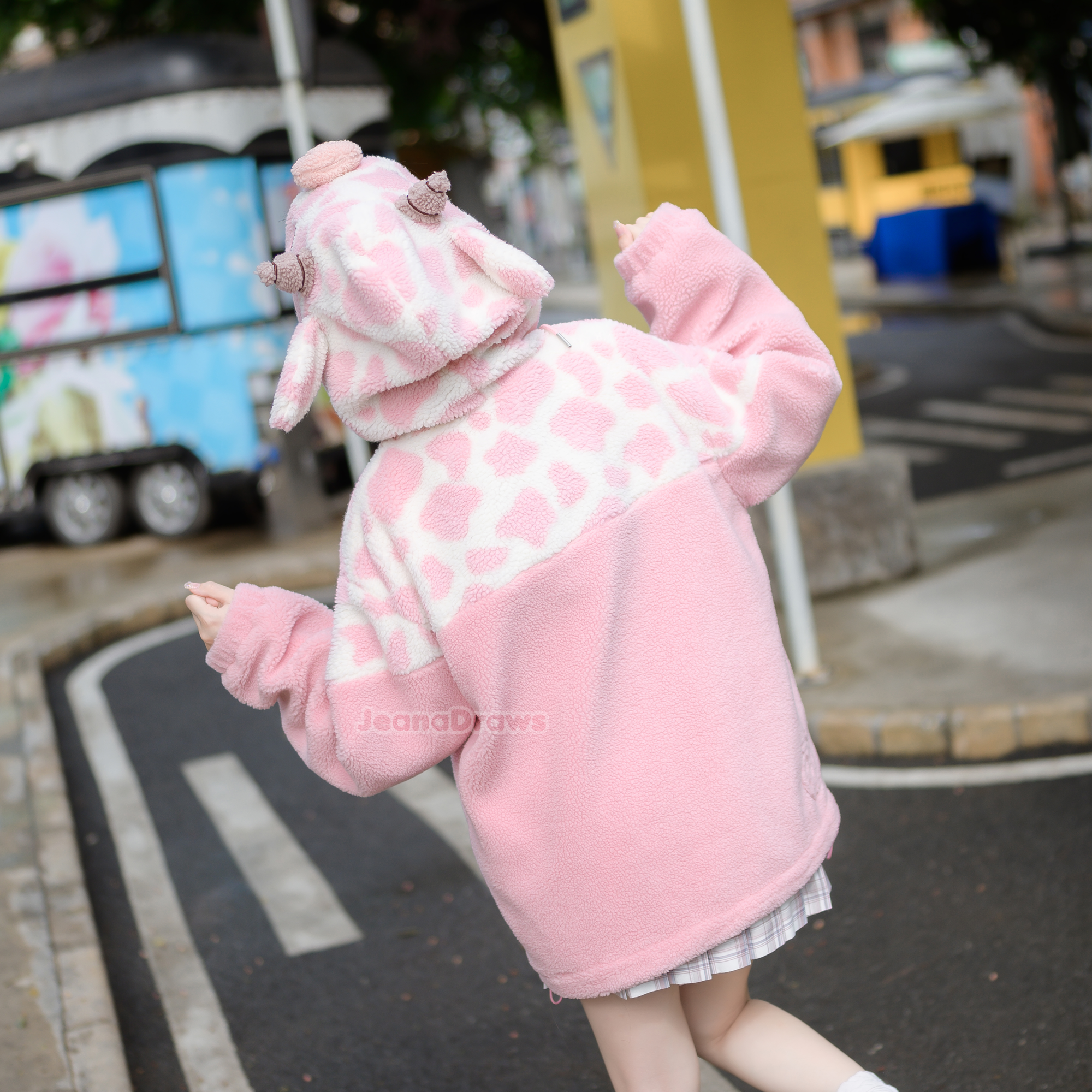 Strawberry Cow Zip Up Hoodie