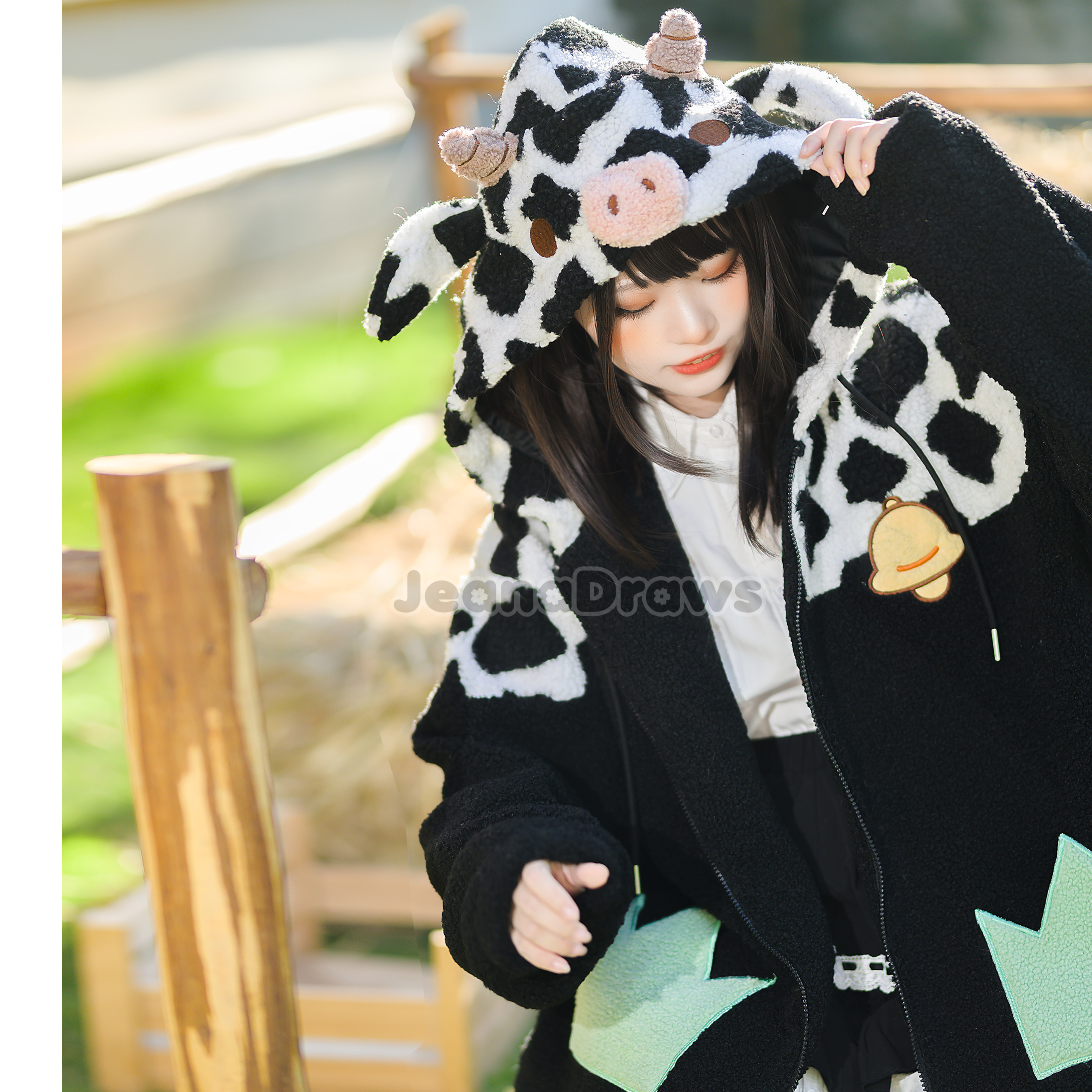 Fluffy Cow Zip Up Hoodie