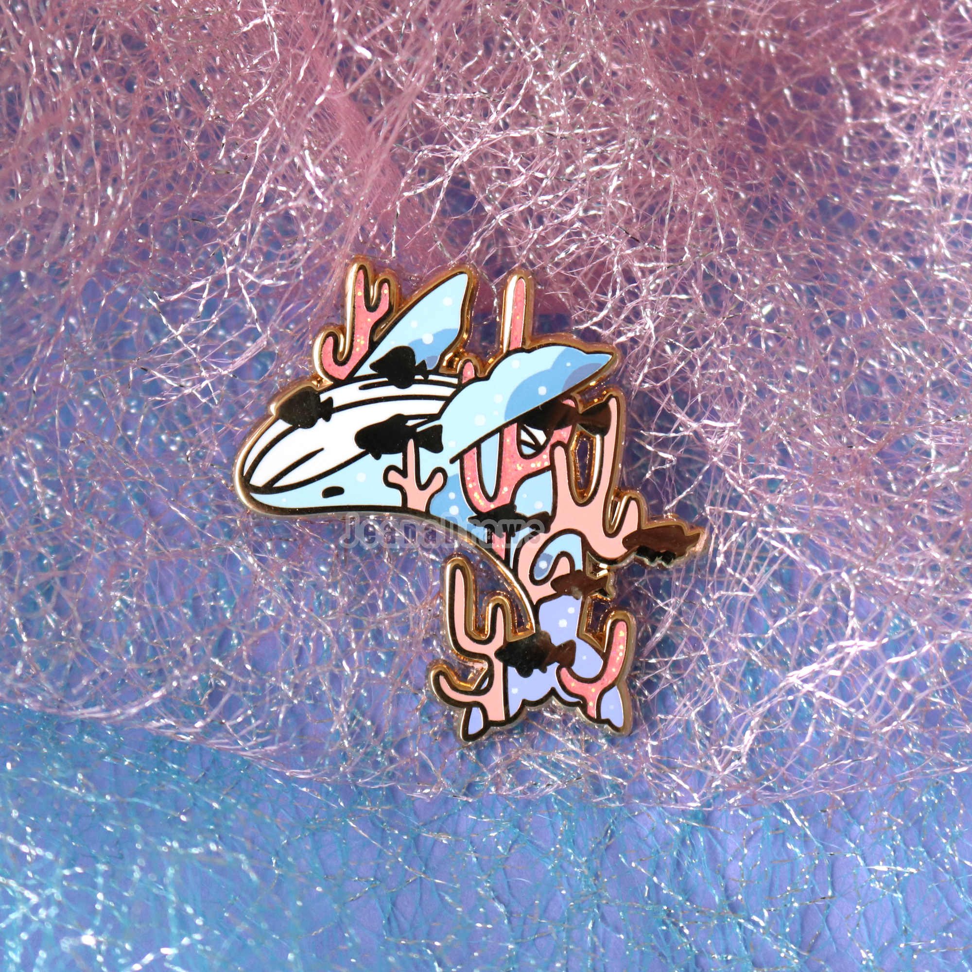 Coral Reef Whale Enamel Pin