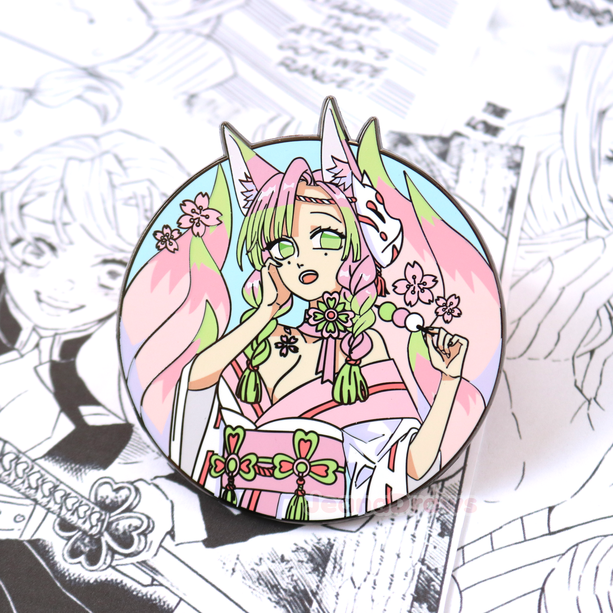 [LE] 3" Yokai AU Kitsune Love Pillar Enamel Pin
