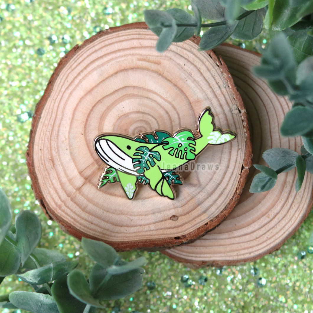 Monstera Whale Enamel Pin