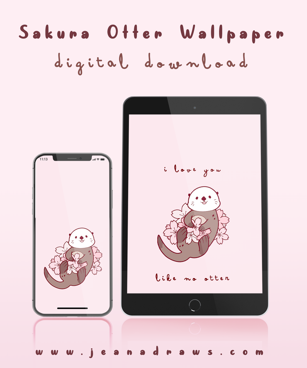 Sakura Otter Wallpaper [Digital Download]