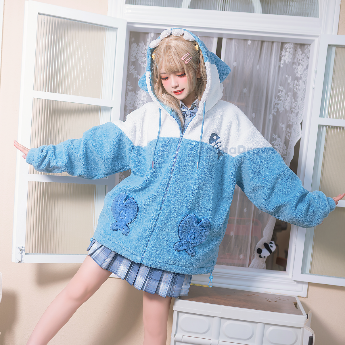 Fluffy Shark Zip Up Hoodie – JeanaDraws