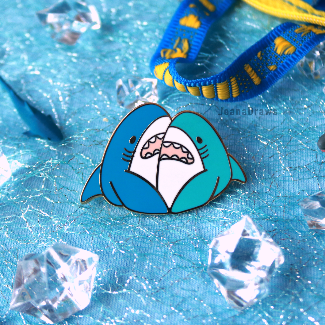 Couple Shark Enamel Pin