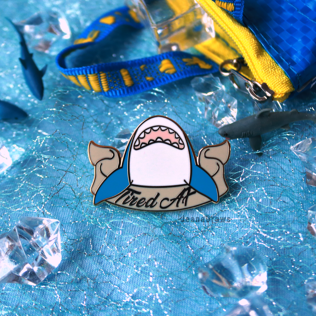 Tired Shark Enamel Pin