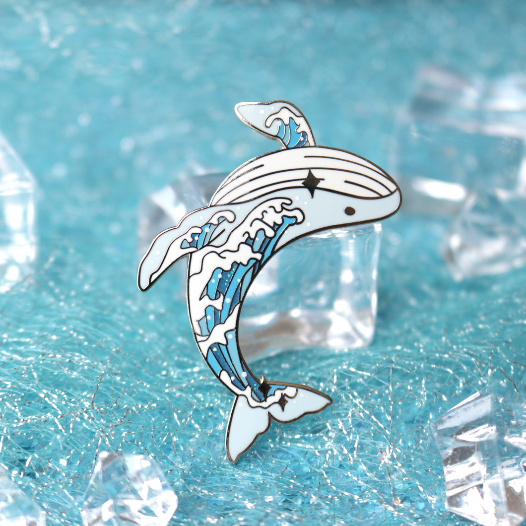 Wave Whale Enamel Pin