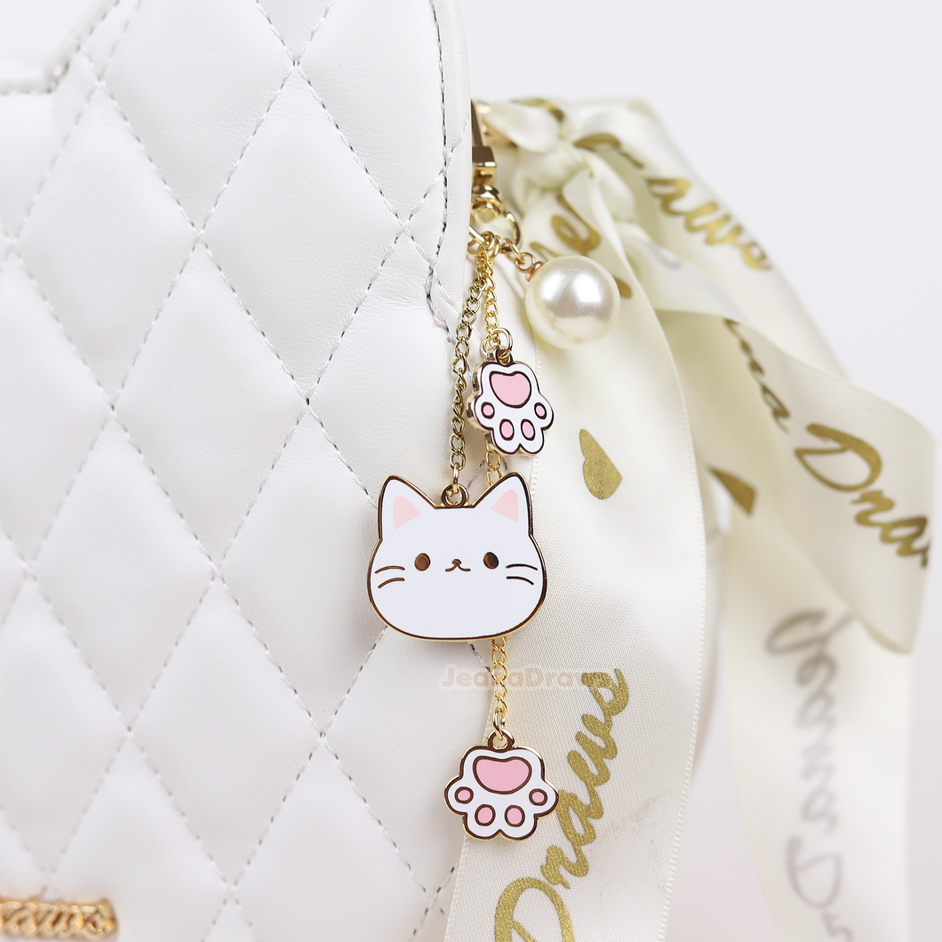 White Cat Bag Charm