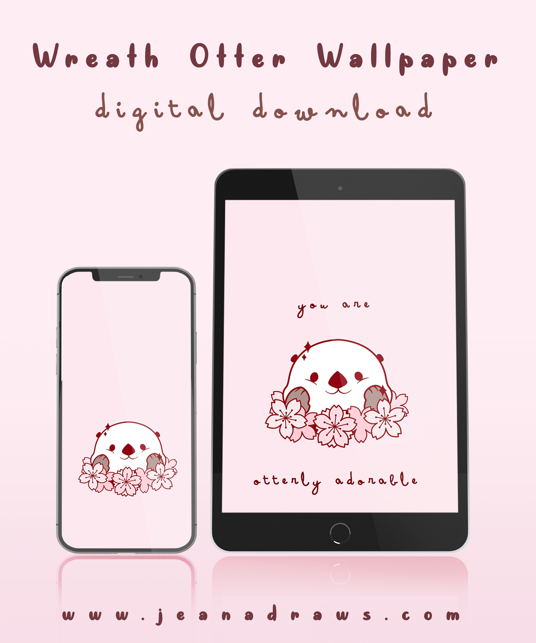 Wreath Otter Wallpaper [Digital Download]