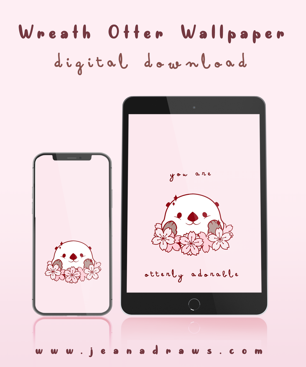 Wreath Otter Wallpaper [Digital Download]